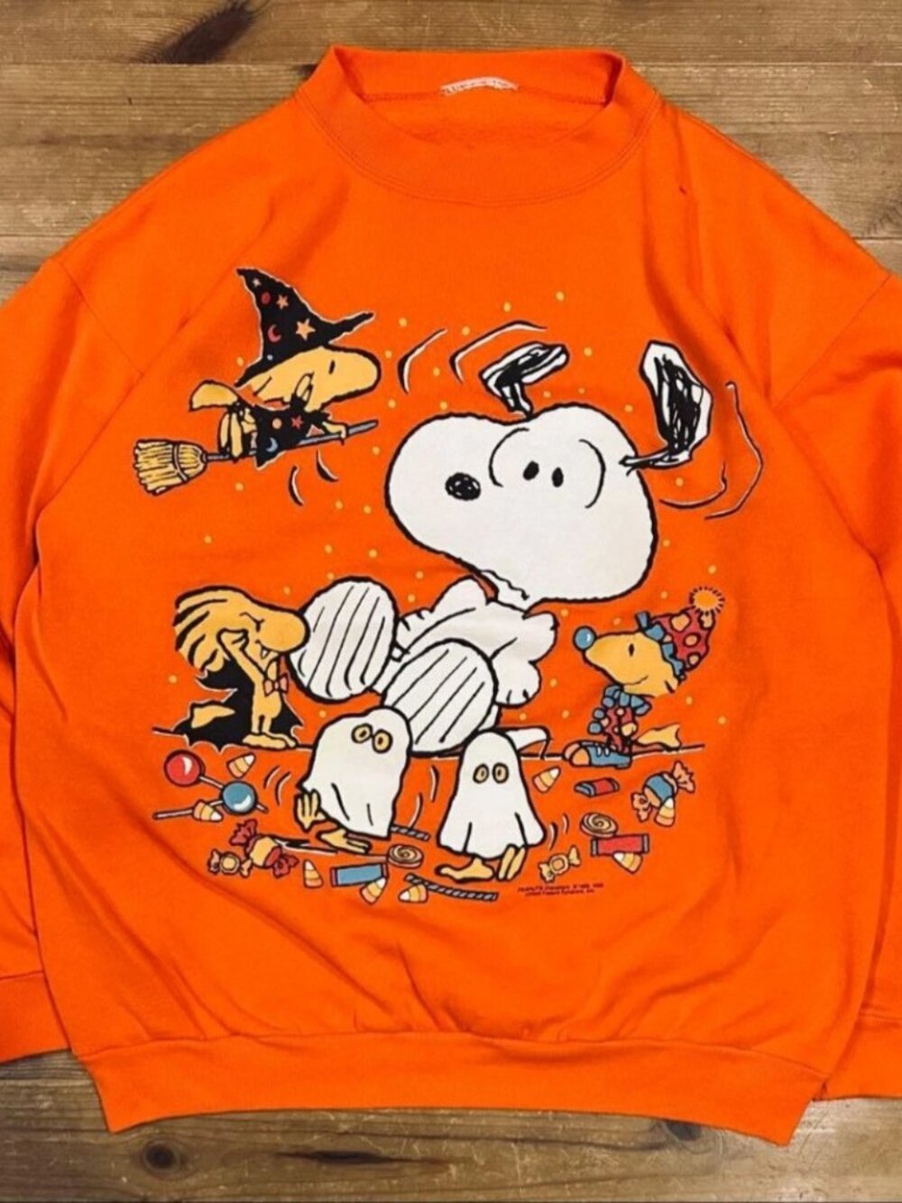 Gildan Orange Snoopy Halloween Graphic Crewneck Sweatshirt